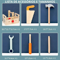Kit de Ferramentas Montessori em Madeira com Bancada Interativa